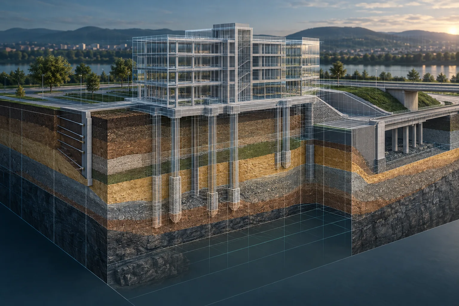 Modelo geotécnico coordinado con un flujo BIM